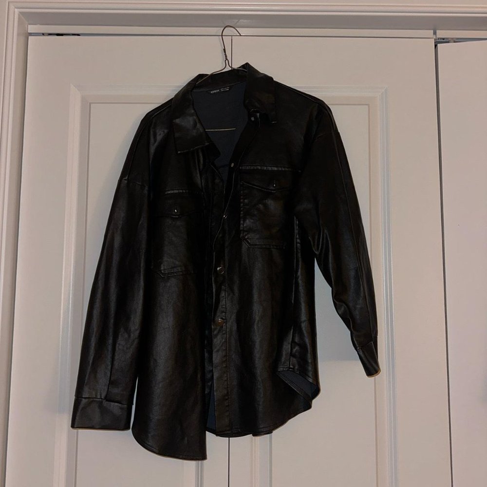 Oversized faux leather jacket
